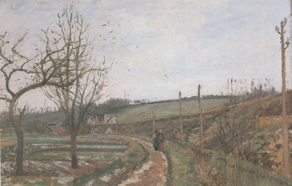 La strada lungo la ferrovia con effetto neve - 1873